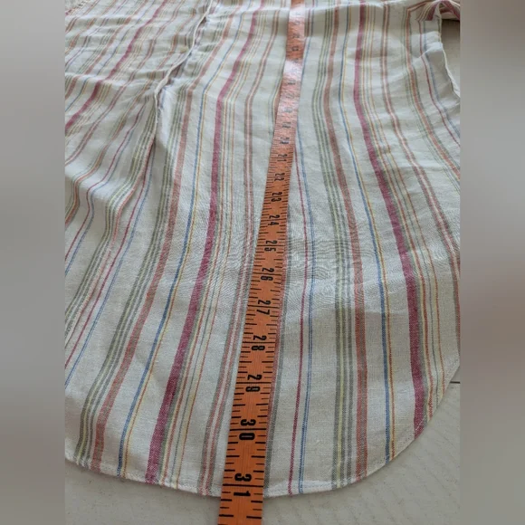 Lauren Ralph Lauren Women's Linen Button Tunic Relaxed Large Striped - Picture 7 of 11